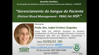 Gerenciamento do Sangue do Paciente (Patient Blood Management - PBM) no HSP.