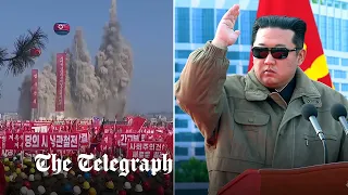 Kim Jong-un attends huge construction ceremony as North Korea faces 'persevering struggles'