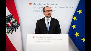 Presspoint mit Außenminister Schallenberg zu aktuellen Entwicklungen im Nahen Osten, 18. Mai 2021