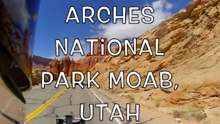 Motorcycle Ride through Arches National Park Moab Utah