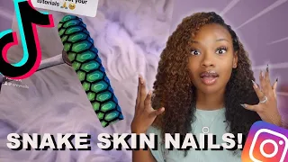 Trying Snake Skin Nail Trend! | viral TikTok nails