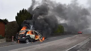 Voldsom bilbrand Mandag formiddag. 29/3-2021.