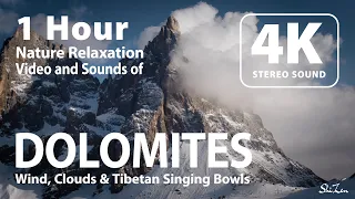 1 Hour Soothing Wind Sound through the Mountains & Tibetan Singing Bowls - Relaxing, Gentle, Calming