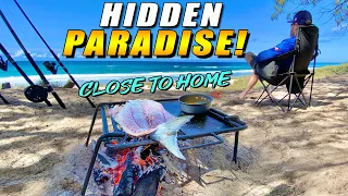 ANYONE can get here! Epic Beach fishing, Camping & Cooking over the fire!