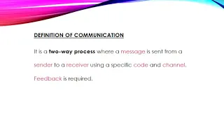 MODULE ONE LESSON 2  THE DEFINITION OF COMMUNICATION