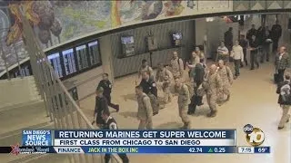 Marines surprised by warm welcome, first-class airline seats during stopover in Chicago