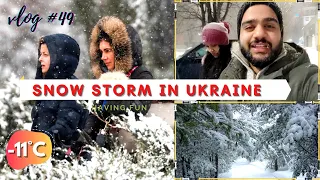 Heavy snowfall in ukraine | Real winter in Ukraine. Frost (-11C). Roads in snow.