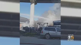 Fire Burns RVs At Oakland City-Run Encampment