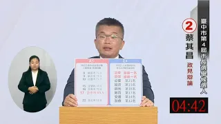 蔡其昌 part4 結論 台中市長候選人政見發表會 2022