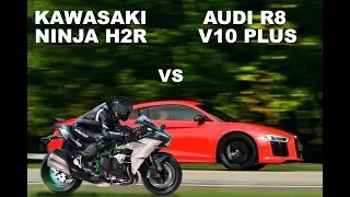kawasaki Ninja H2R vs Audi R8 V10 Plus-Drag Race Test