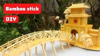 Bamboo stick craft Ideas || Cầu Thê Húc- Đền Ngọc Sơn bằng tăm tre