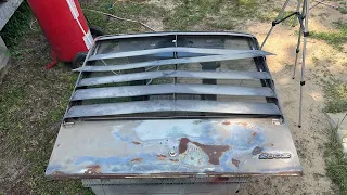 Datsun 280Z S30 rear hatch trunk lid disassembly and glass removal