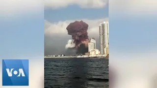 Beirut Explosion Seen From Nearby Boat