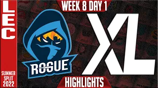 RGE vs XL Highlights | LEC Summer 2022 W8D1 | Rogue vs Excel