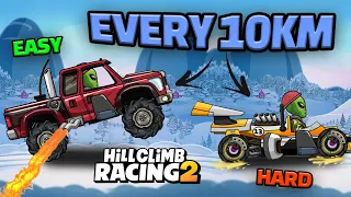 😎🔥What is the Hardest 10km Record in Winter? Hill Climb Racing 2 Adventure Compilation