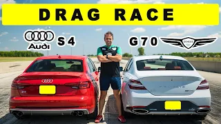 2022 Genesis G70 3.3T takes on Audi S4 and makes it interesting. Drag and Roll Race