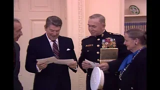 Cuts of Marine Corps Birthday Celebration at White House on November 10, 1986