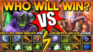 INTENSE HARD CARRY BATTLE | Crazy Attack Speed Timelock Faceless Void Vs. Unlimited Slash Juggernaut