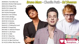 Bruno Mars, Charlie Puth, Ed Sheeran Greatest Hits Playlist    Best Pop Collection Songs 2018