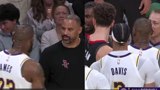 LBJ CHEWS OUT ROCKETS COACH "DONT TRY THAT SH*T ON US! Y'ALL DIRTY! WE CAN TOO!" GETS HIM EJECTED!