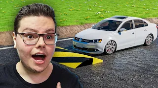 PASSEI EM UMA LOMBADA A 200KM/H COM UM JETTA! (QUEBROU TUDO) - BeamNG Drive