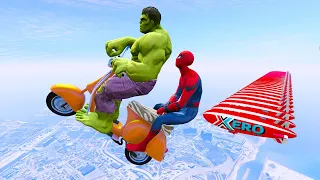 GTA 5 Spider-Man Bike Stunts #10 (Hulk Spiderman Epic Jumps Ragdolls)