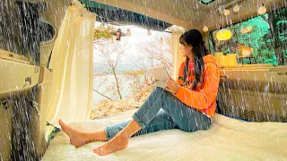 A real heavy rain, car camping, a comfortable sound sleep ASMR