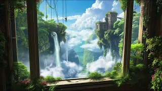 🌤️,Early Morning Bedroom In Sky Islands With Slow Piano Music ☕ Relaxing Music For Work, Study