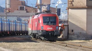 Zugverkehr in Leoben Donawitz (VOESTalpine Stahlwerk) am 18.2.2019