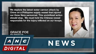 Senator Poe calls China’s latest water cannon attack in West PH Sea an 'uncivilized action' | ANC