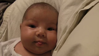 Newborn says "hi"...twice