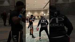 Calentando Dainier Peró para salir a la acción en el Caribe Royale Orlando