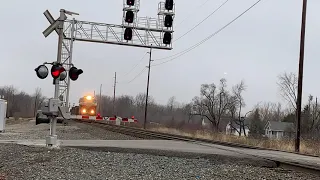 Norfolk Southern's Central of Georgia heritage unit leads through Millbury Ohio.