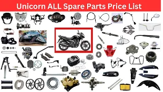 Unicorn Spare Parts Price List 2023 | Honda CB Unicorn ALL Spare Parts Price |150,160 Original Parts