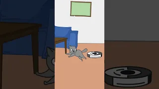 💨🙀 Cat vs robot vacuum cleaner 😹🔁 (Funny Cartoon) #shorts #animation #funny