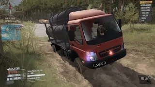 Truk Mitsubishi Canter Muatan Pipa Beton | Spintires MudRunner