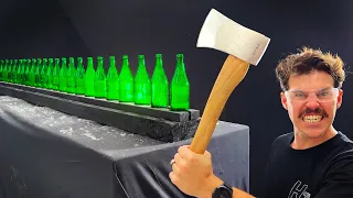 How Many Beer Bottles Stops A Throwing Axe?