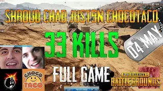 Shroud, Chad, Just9n, chocoTaco | 33 Kills | PUBG