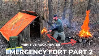 Solo Overnight Building an Emergency Fort In The Woods PART 2 and BBQ Western Bacon Cheese Burgers