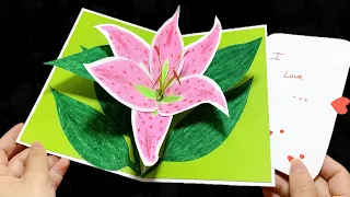 How To Make A 3D Lily Pop-up Card | Handmade Gift card tutorial | DIY greeting card | DG Handmade