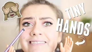 Doing my makeup only using TINY HANDS?? | Challenge | EmmasRectangle