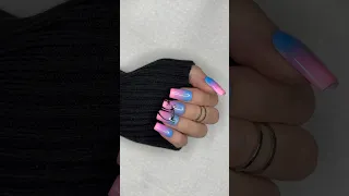 Triple ombré dip powder nails + easy palm tree nail art 🌴