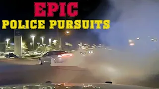 Extremely DANGEROUS Police Pursuits. High Speed & Pit Maneuver.