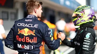 Max Verstappen congratulates Lewis Hamilton on his pole position at the #HungarianGP | BTS