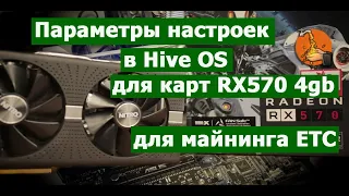 Параметры настроек в Hive OS для карт RX570 4 gb для майнинга ETC