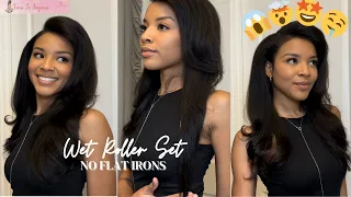 HOW TO STRAIGHTEN NATURAL HAIR WITHOUT HEAT DAMAGE | MAGNETIC ROLLER SET ON NATURAL HAIR