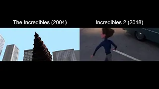 The Incredibles and Incredibles 2 Underminer Scene Comparison