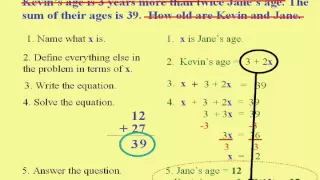 Beginning Algebra & Word Problem Steps