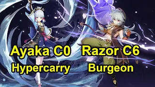 Ayaka C0R1 & burgeon Razur with Nahida C2 Abyss 3.7 Floor12 Genshin impact