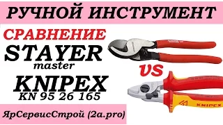 Обзор-сравнение кабелерезы Knipex KN 95 26 165 против STAYER MASTER (сравнение, плюсы, минусы)